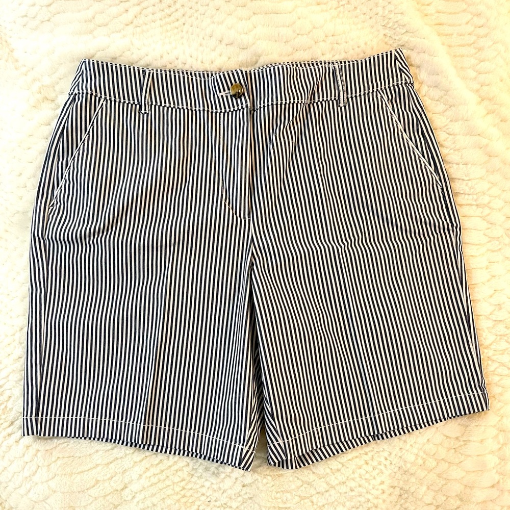 Railroad Engineer Blue and White Stripe Shorts